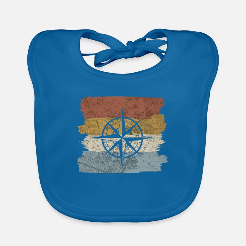 Retro style compass navigation tool Organic Baby Bibs