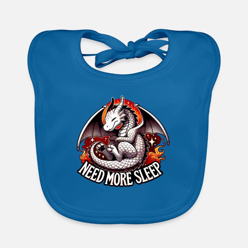 Need more sleep, funny dragon design Organic Baby Bibs