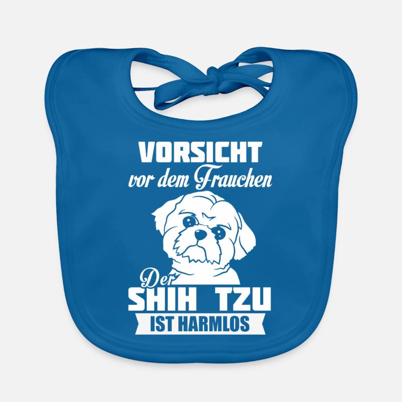Shih Tzu - Bavoir bio Bébé - bleu paon