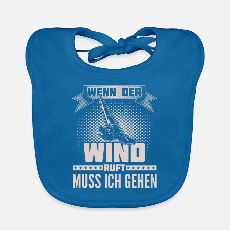 Windsurfen - Wind ruft - Ich muss gehen - Baby Bio-Lätzchen - Pfauenblau