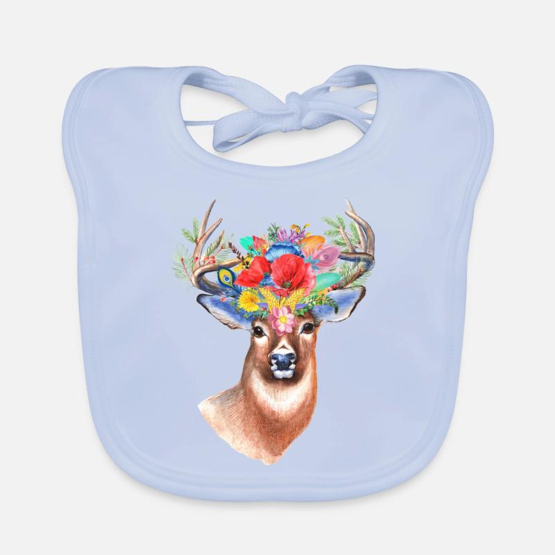 Hirsch mit Blumen Baby Bio-Lätzchen