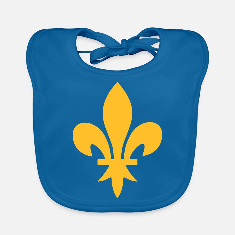 Fleur de lys - Bavoir bio Bébé - bleu paon