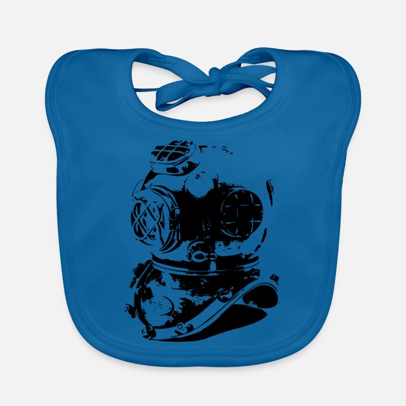 Vieux casque de plongée - Bavoir bio Bébé - bleu paon