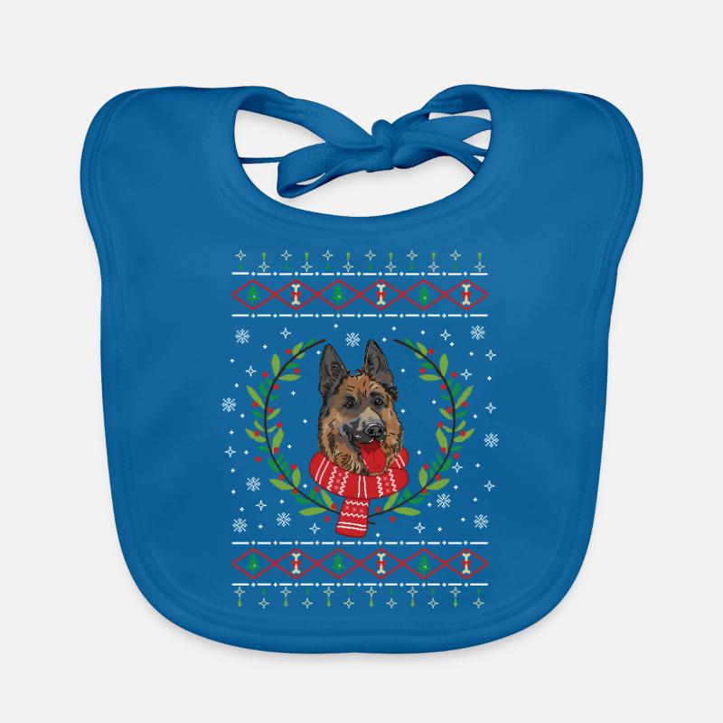 Schäferhund hässlicher Weihnachtspullover Baby Bio-Lätzchen