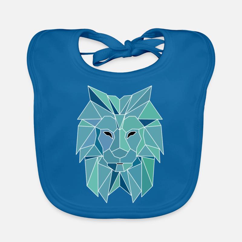 Polygone Lion - Bavoir bio Bébé - bleu paon