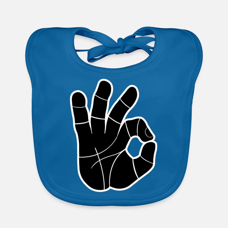 Signe de la main OK | OK signe de la main - Bavoir bio Bébé - bleu paon