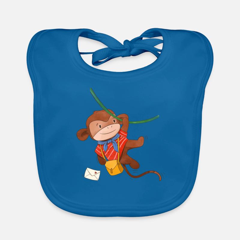 Monkey Monkey Chimpanzee Postman Children Motifs Organic Baby Bibs