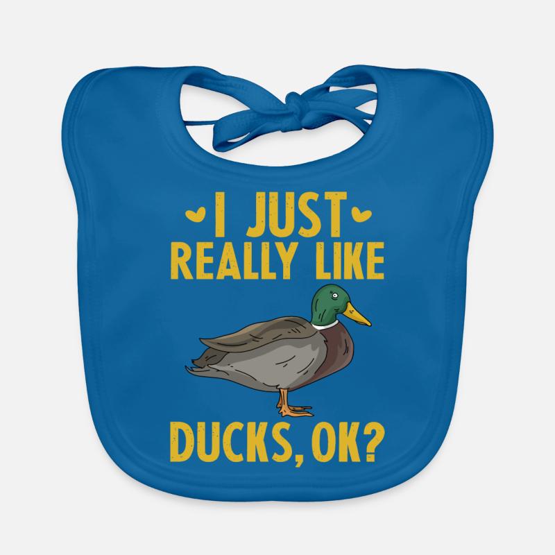 J’aime vraiment les canards OK - Bavoir bio Bébé - bleu paon
