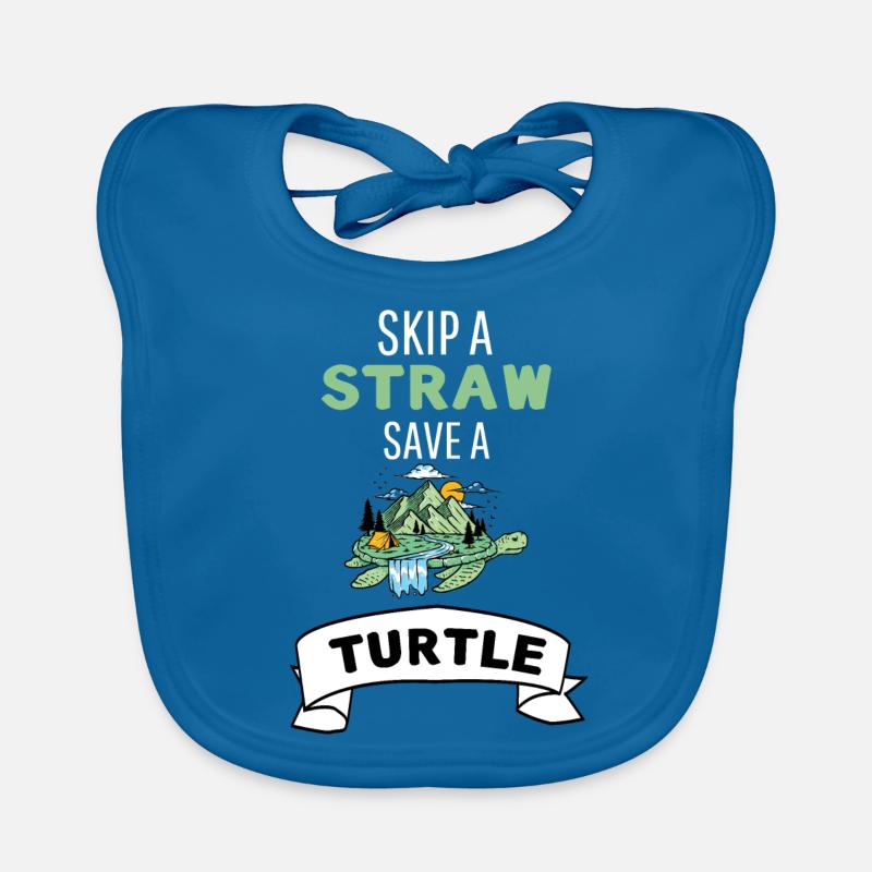 Leave a straw away save a turtle Organic Baby Bibs