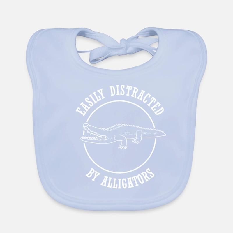 Distracted by Alligators Ironic Saying Crocodile Organic Baby Bibs