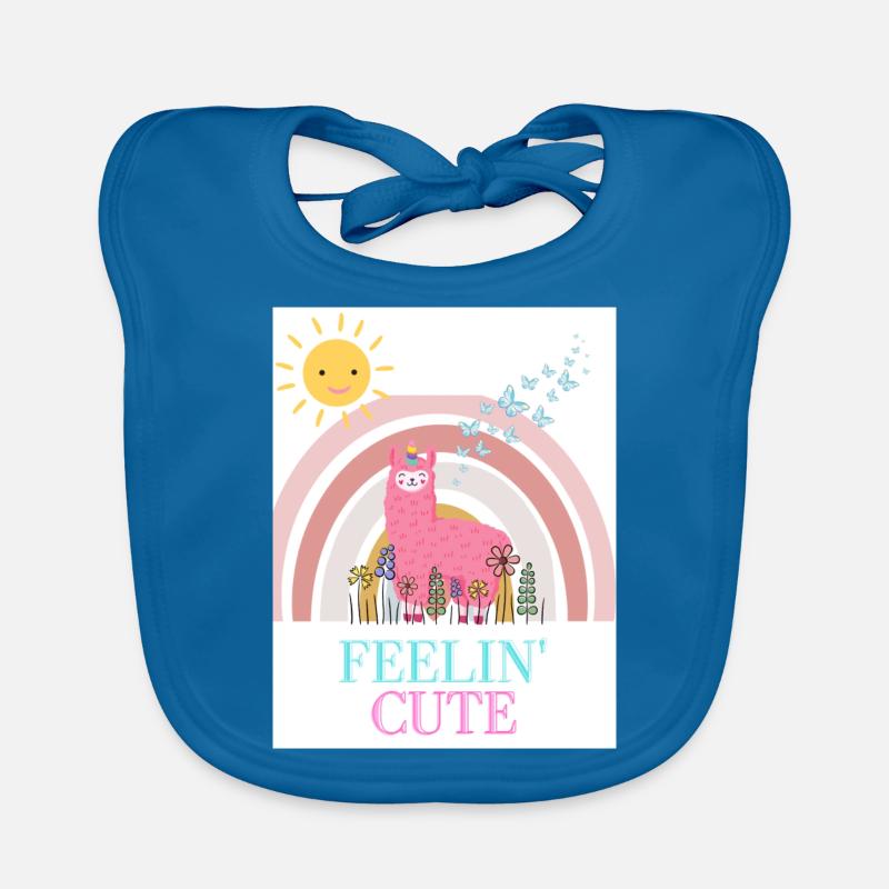 Lama Unicorn feeling cute Organic Baby Bibs