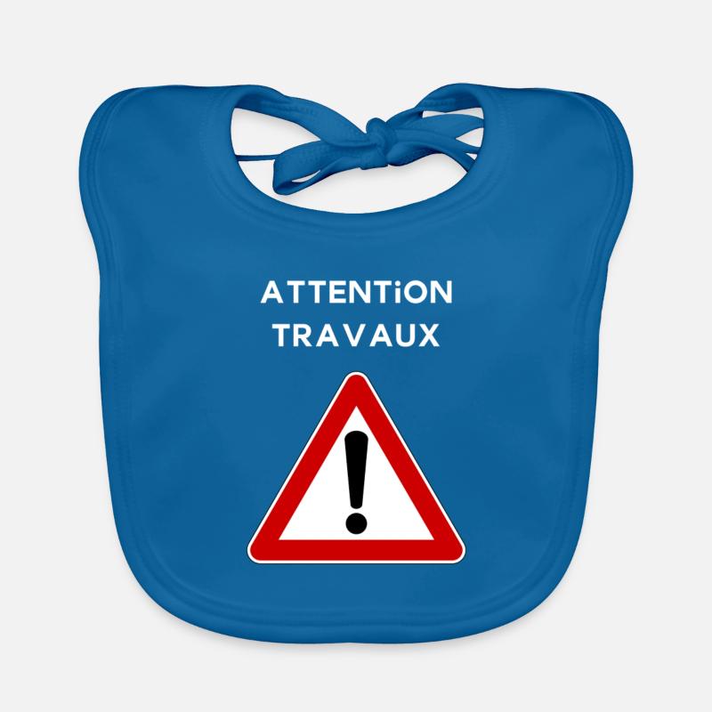 Attention travaux - Bavoir bio Bébé - bleu paon