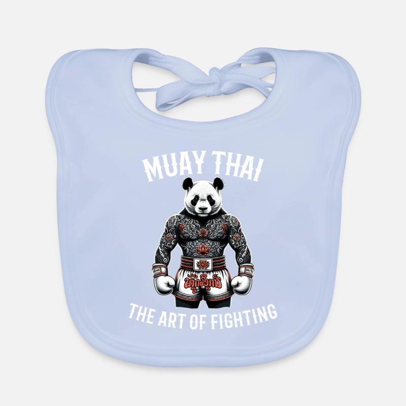 Muay Thai Panda - Kickboxen und Panda Thai Boxen Baby Bio-Lätzchen