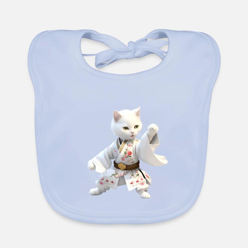 A white cat Baby Bio-Lätzchen