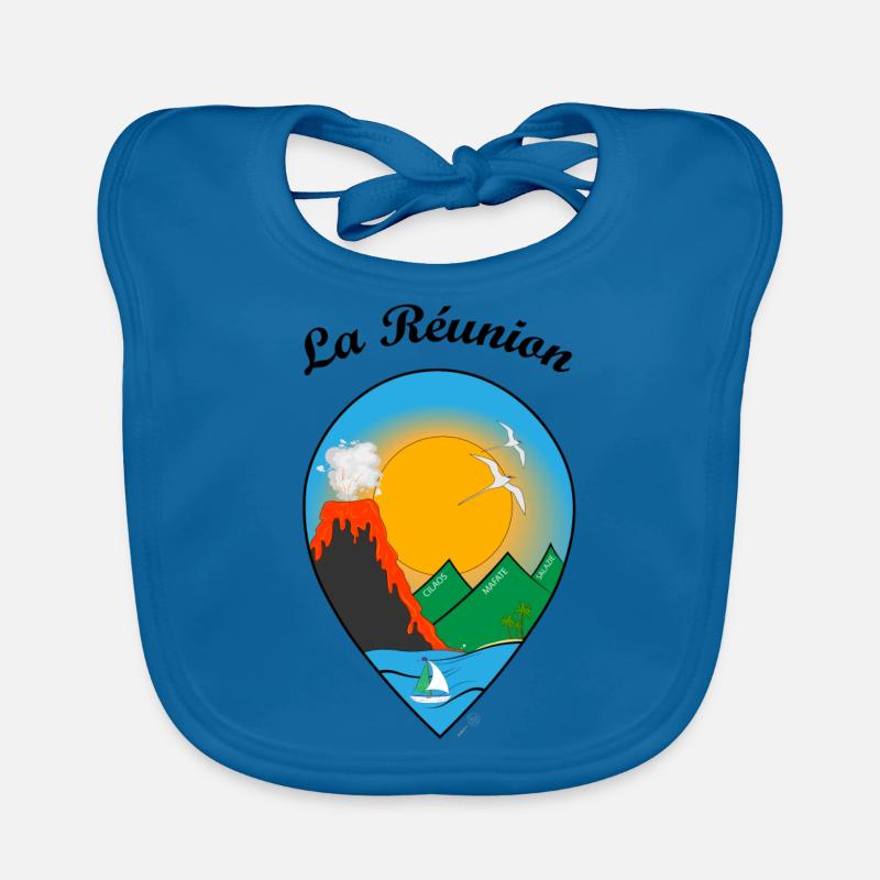 île de la réunion - Graphopixel - Bavoir bio Bébé - bleu paon