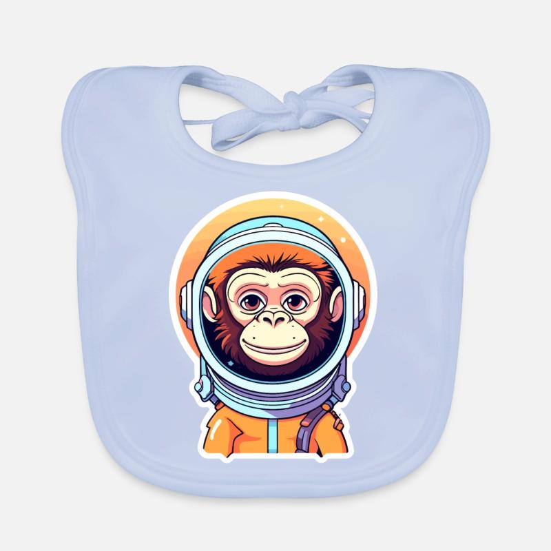 Monkey Astronaut Illustration Organic Baby Bibs