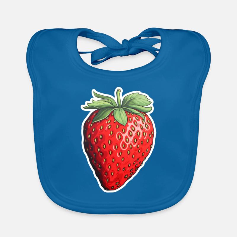 Fraise simple - Bavoir bio Bébé - bleu paon