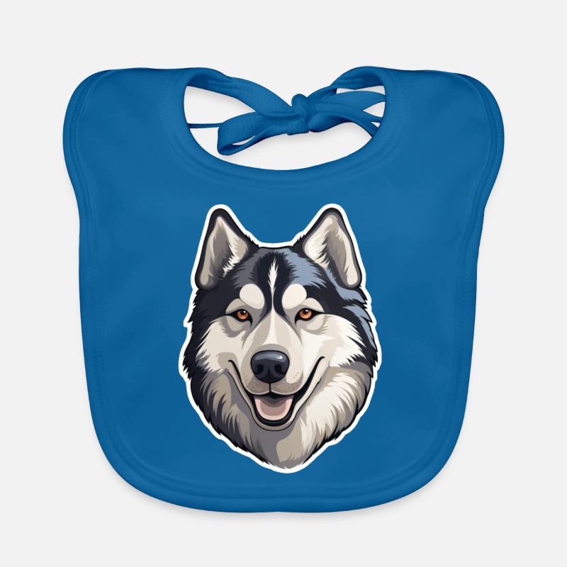 Husky sibérien - Bavoir bio Bébé - bleu paon
