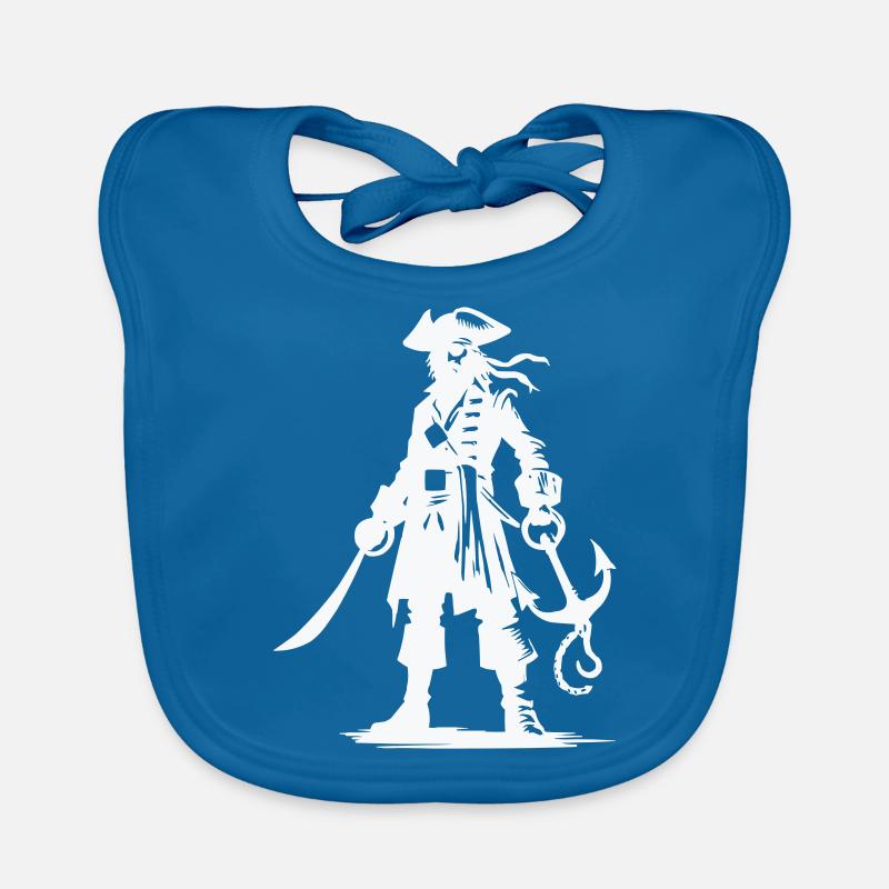 pirate - Bavoir bio Bébé - bleu paon