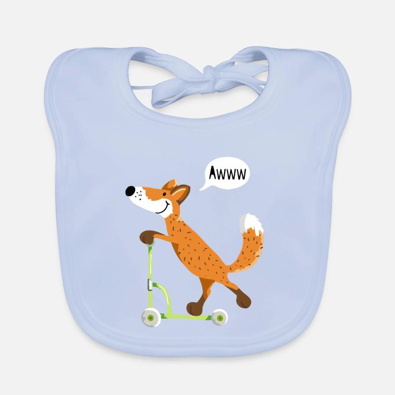 renard rusé peu avec son scooter vert Bavoir bio Bébé