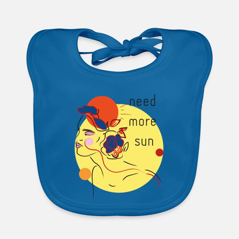 soleil d'été - Bavoir bio Bébé - bleu paon