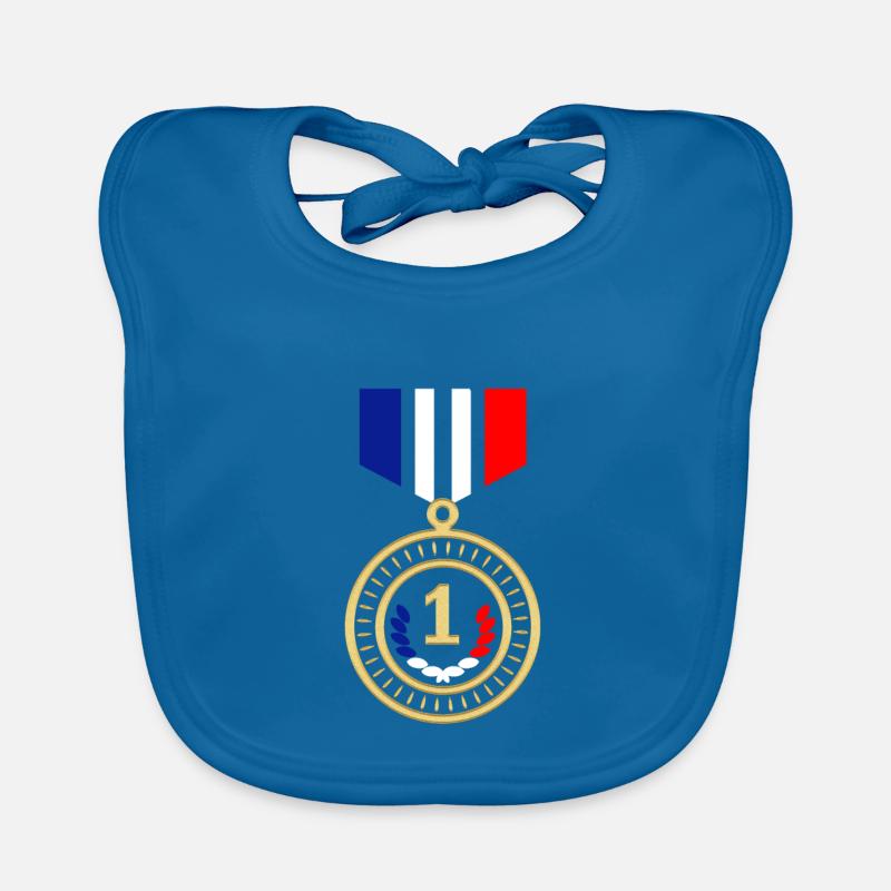 Médaille Bleu Blanc Rouge - Bavoir bio Bébé - bleu paon