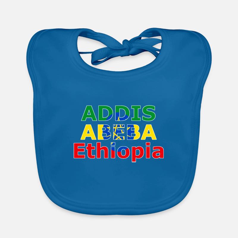 Addis Abeba Éthiopie Dessin des couleurs - Bavoir bio Bébé - bleu paon