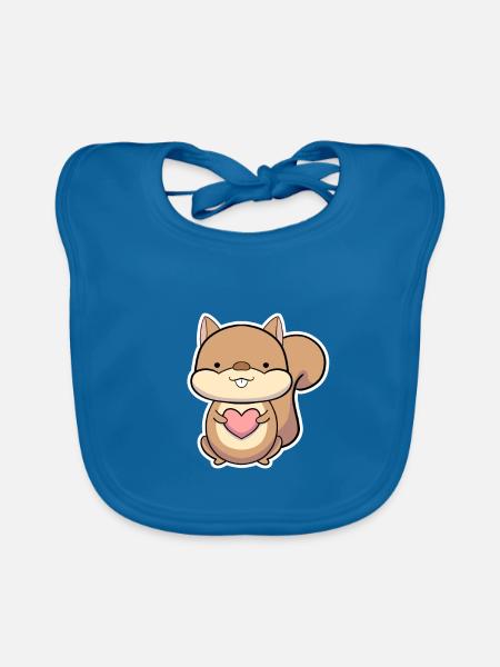 Eichhörnchen - Baby Bio-Lätzchen - Pfauenblau
