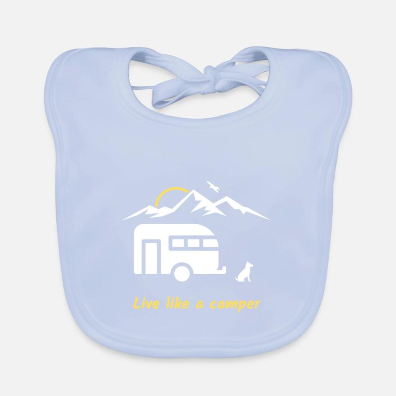 Live like a camper, Hund, Berge, Vogel, Wohnwagen Baby Bio-Lätzchen