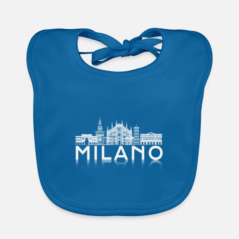 Milano Skyline Silhouette Reflection - Bavoir bio Bébé - bleu paon