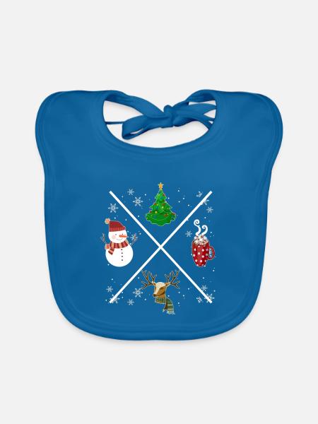 Weihnachts X - Baby Bio-Lätzchen - Pfauenblau