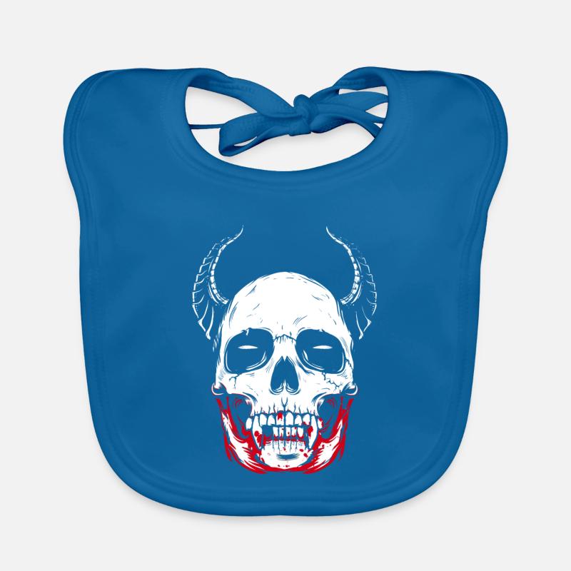 Crâne d'horreur squelette de vampire - Bavoir bio Bébé - bleu paon