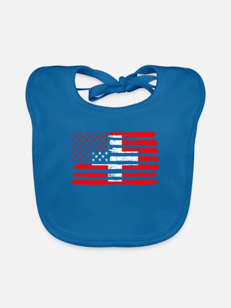 USA Flagge Schweiz - Baby Bio-Lätzchen - Pfauenblau