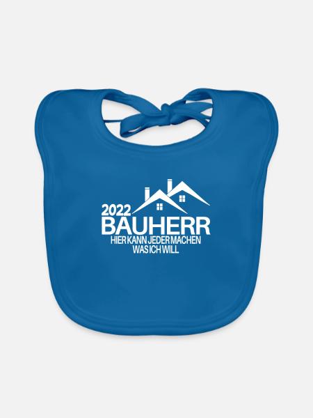 Bauherr Mann 2022 Bauherren Geschenk - Baby Bio-Lätzchen - Pfauenblau