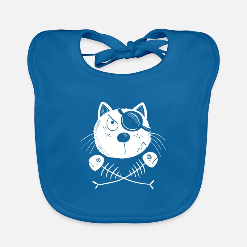 Drôle de chat pirate - Bavoir bio Bébé - bleu paon