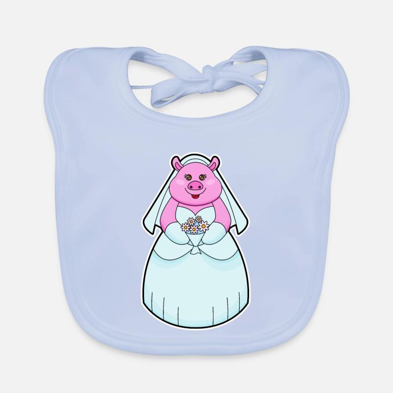 Cochon comme mariée avec voile Bavoir bio Bébé