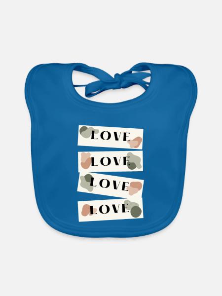Liebe an abstrakten Stellen - Baby Bio-Lätzchen - Pfauenblau