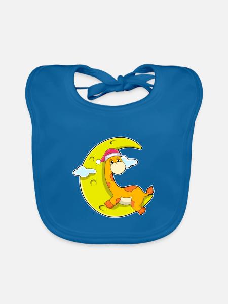 Giraffe Weihnachten Mond - Baby Bio-Lätzchen - Pfauenblau