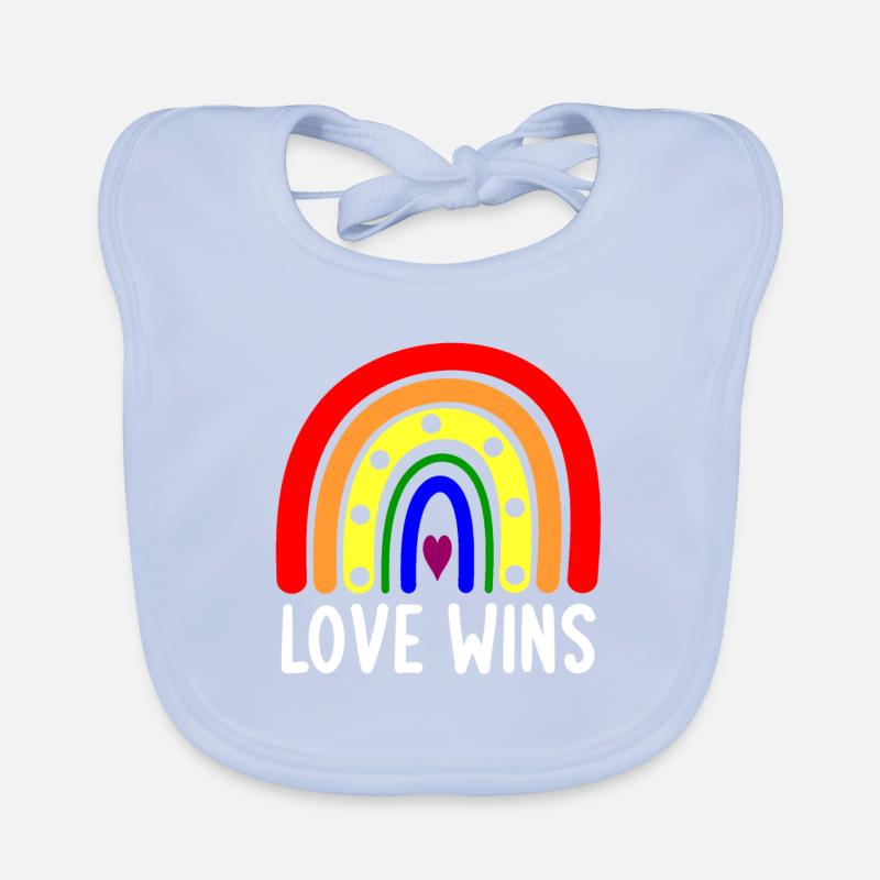Liebe gewinnt Boho Regenbogen Friedenszeichen Pride Lesbian Ga Baby Bio-Lätzchen