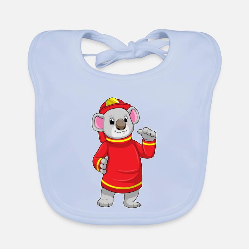 Koala en tant que pompier avec casque Bavoir bio Bébé