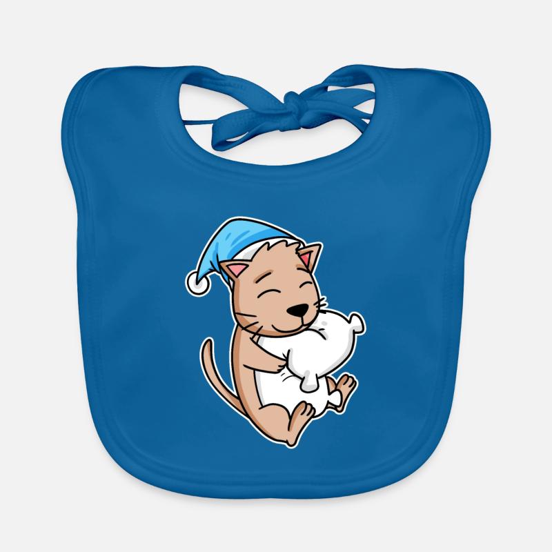 Chat avec bonnet de couchage et oreiller Bavoir bio Bébé