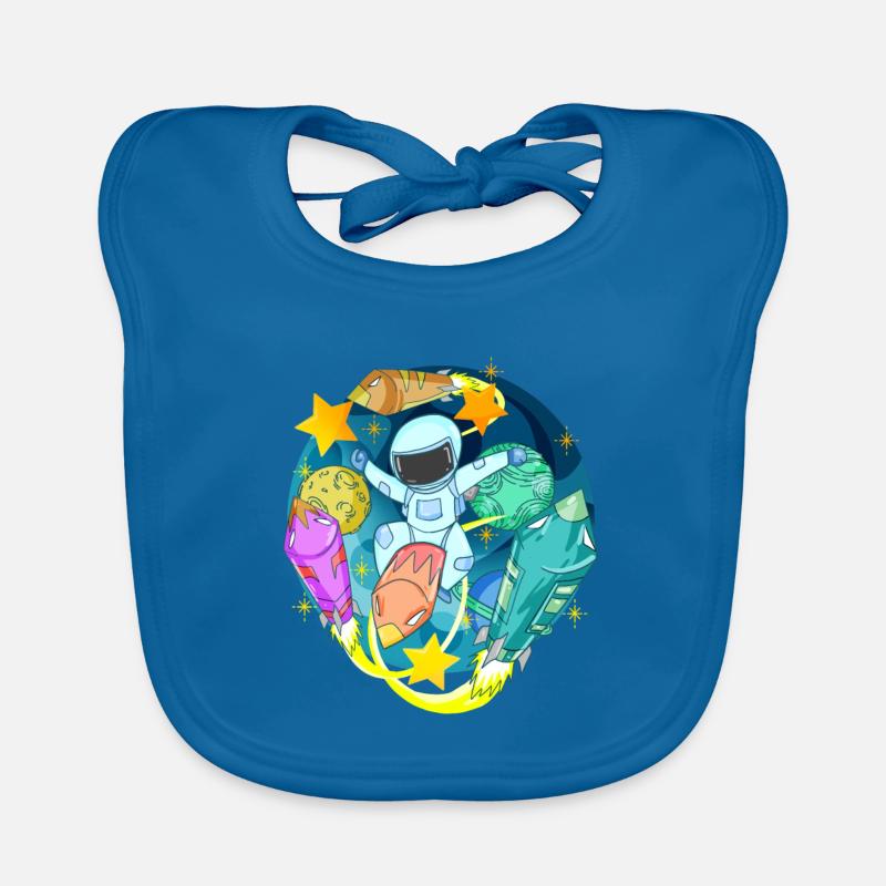 Astronaut in space with rockets Organic Baby Bibs