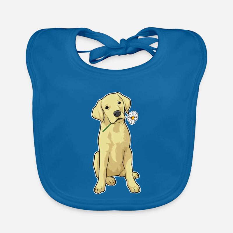 Labrador Gänseblümchen - Baby Bio-Lätzchen - Pfauenblau