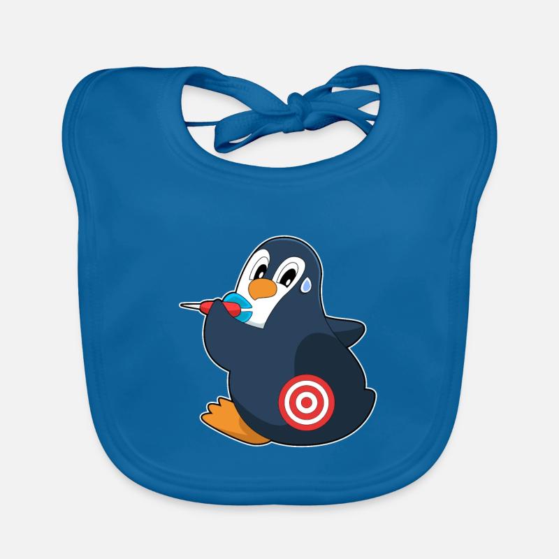 Pinguin Dart Dartpfeil Dartscheibe - Baby Bio-Lätzchen - Pfauenblau