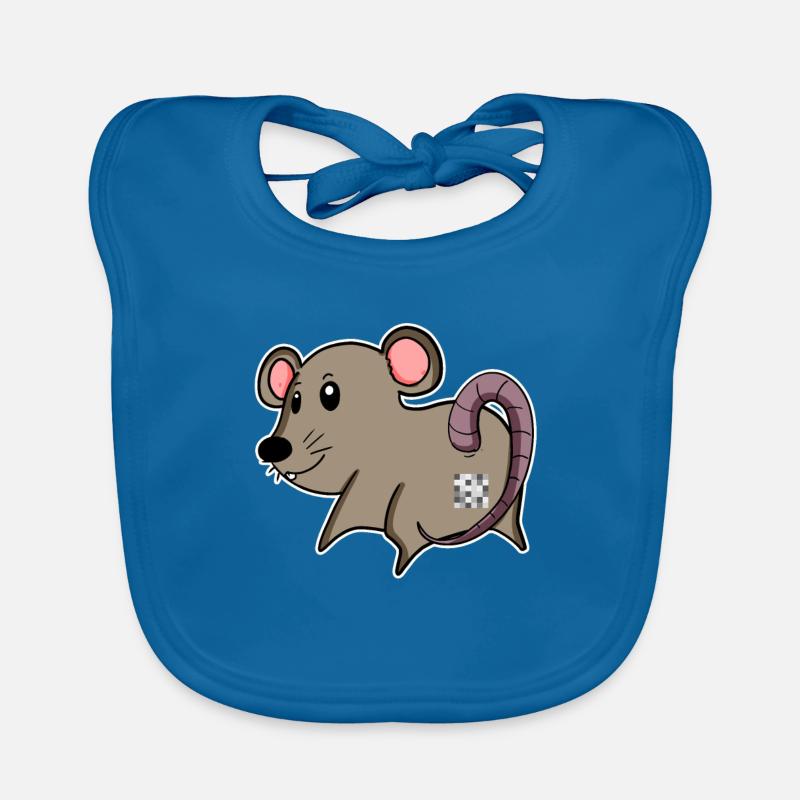 Mouse Ass - Mouse Butt - Bavoir bio Bébé - bleu paon