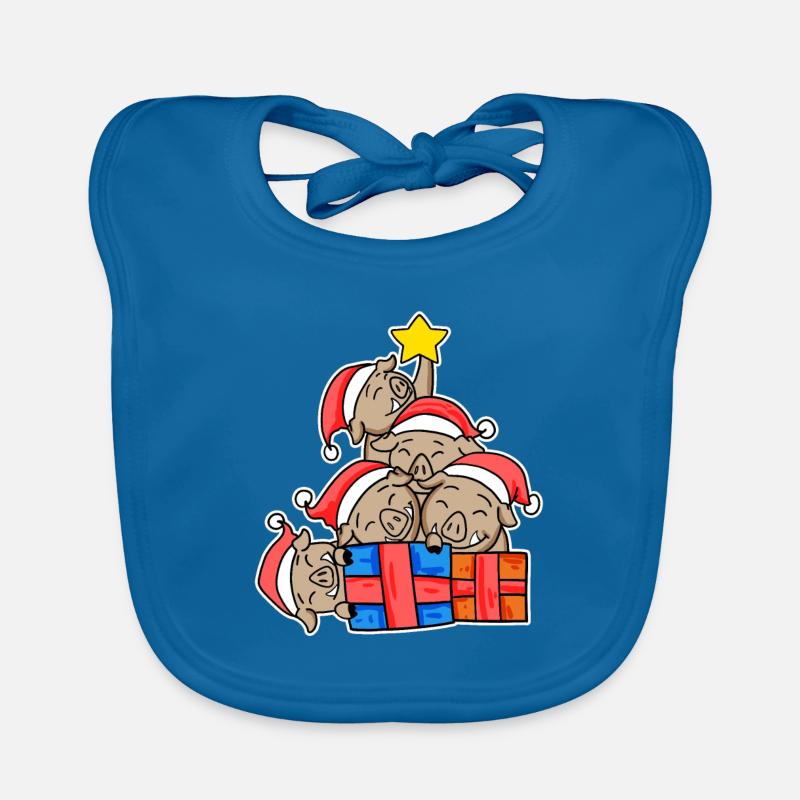 Sanglier Arbre de Noël Sanglier - Bavoir bio Bébé - bleu paon