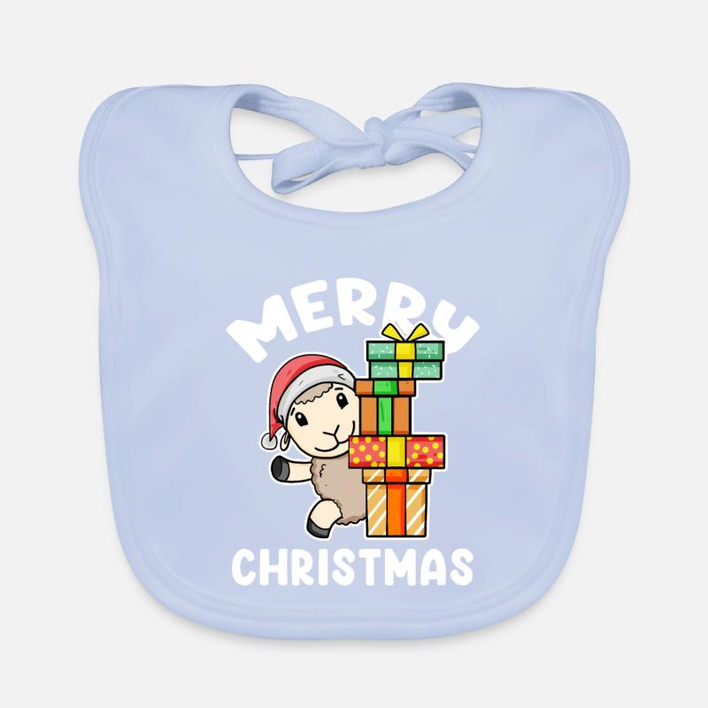 Frohe Weihnachten Schaf mit Geschenke Baby Bio-Lätzchen
