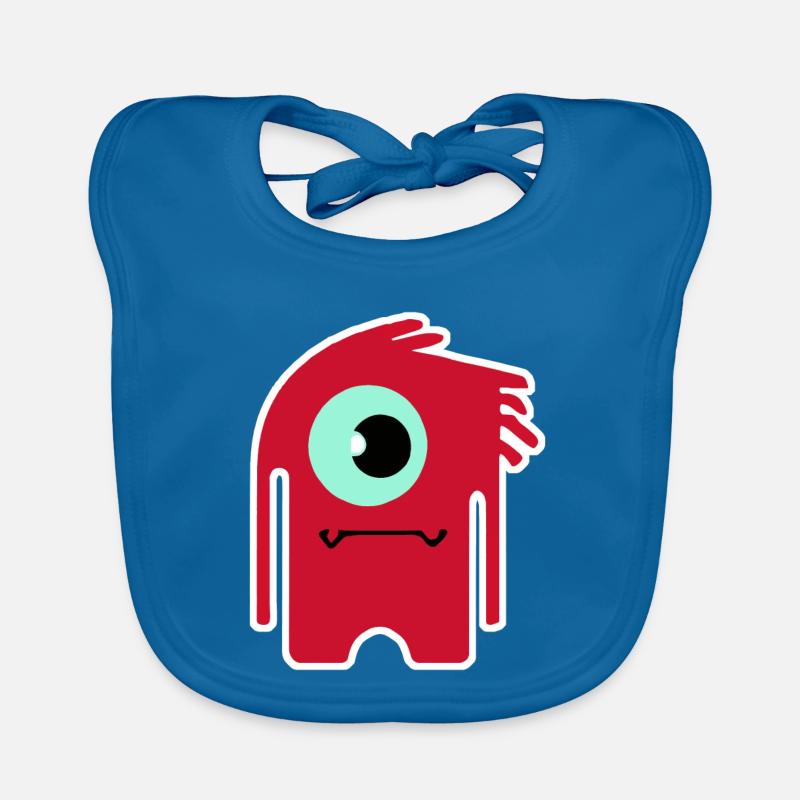 Monstre Cyclope Rouge | Extraterrestre Chibi drôle Bavoir bio Bébé