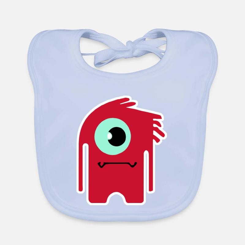 Monstre Cyclope Rouge | Extraterrestre Chibi drôle Bavoir bio Bébé