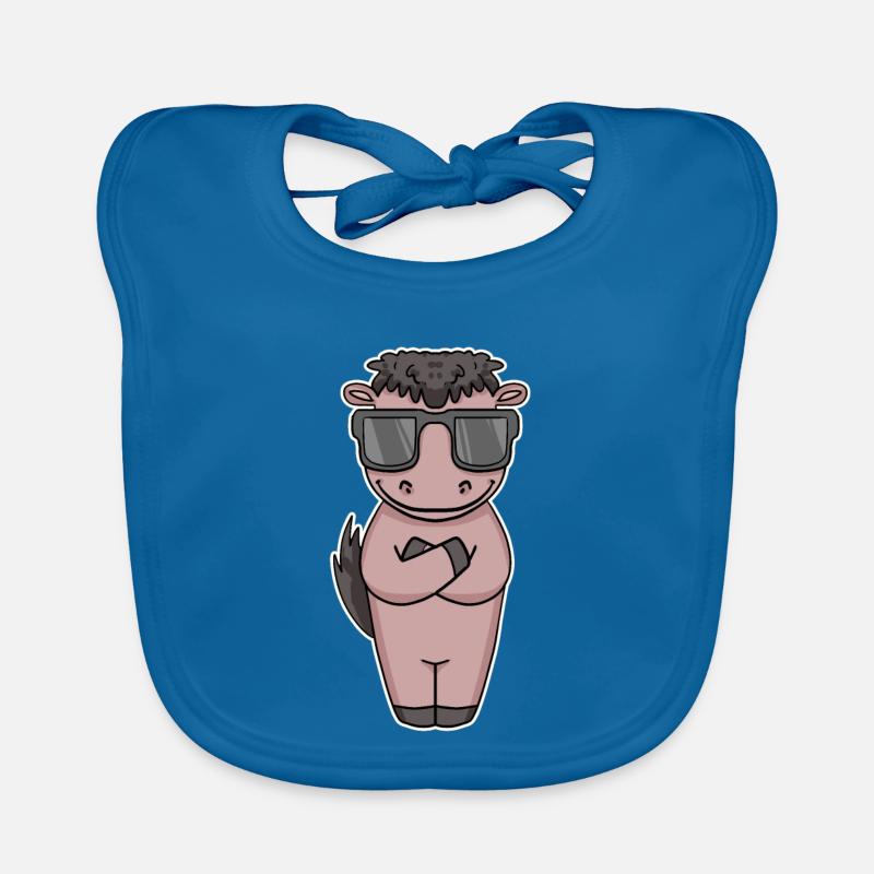 Pferd mit Sonnenbrille Baby Bio-Lätzchen